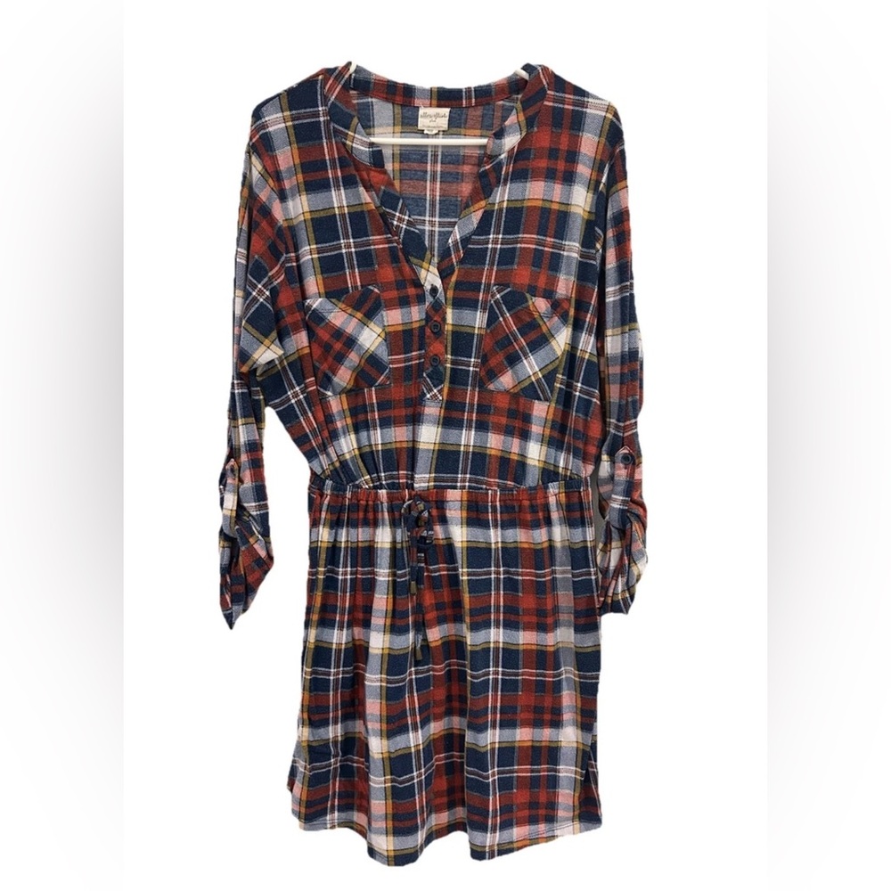 Ultra Flirt Multicolor Plaid Long Sleeve Dress